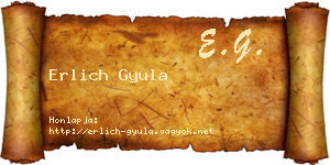 Erlich Gyula névjegykártya